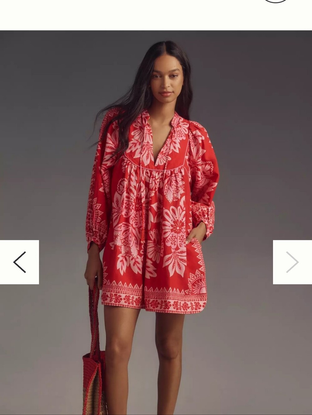 Farm RIO FLORA ling Sleeve Tapestry Mini Dress Xs
